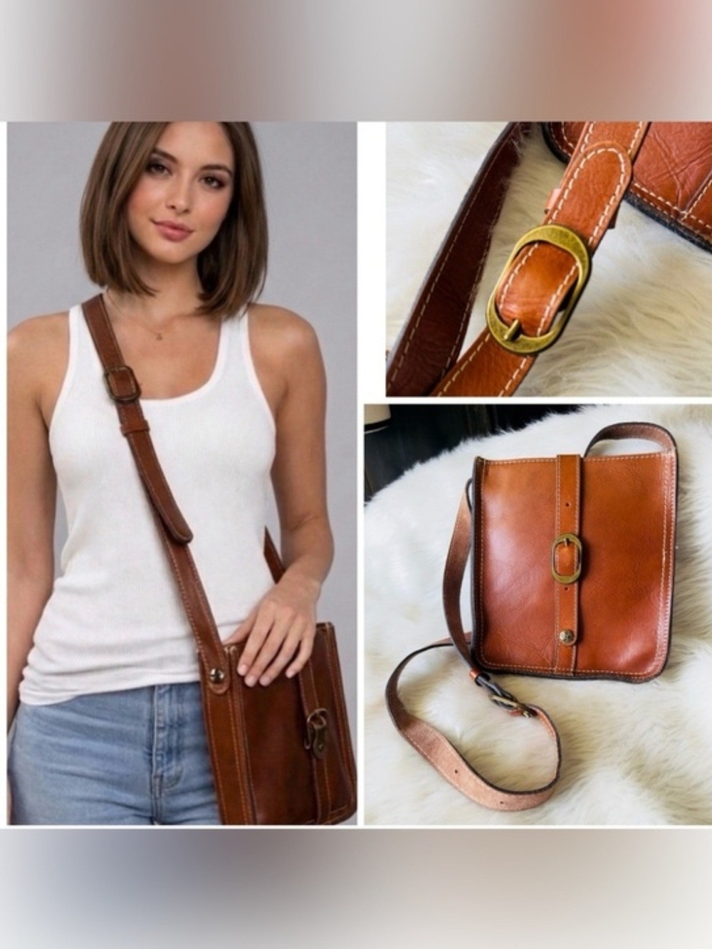 Patricia Nash Venezia Tan Leather Crossbody Bag